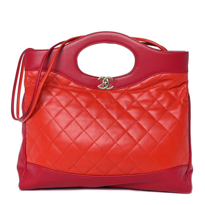 Chanel Aged Calfskin Quilted Large 31 Shopping Bag Coral Red 1 of 10