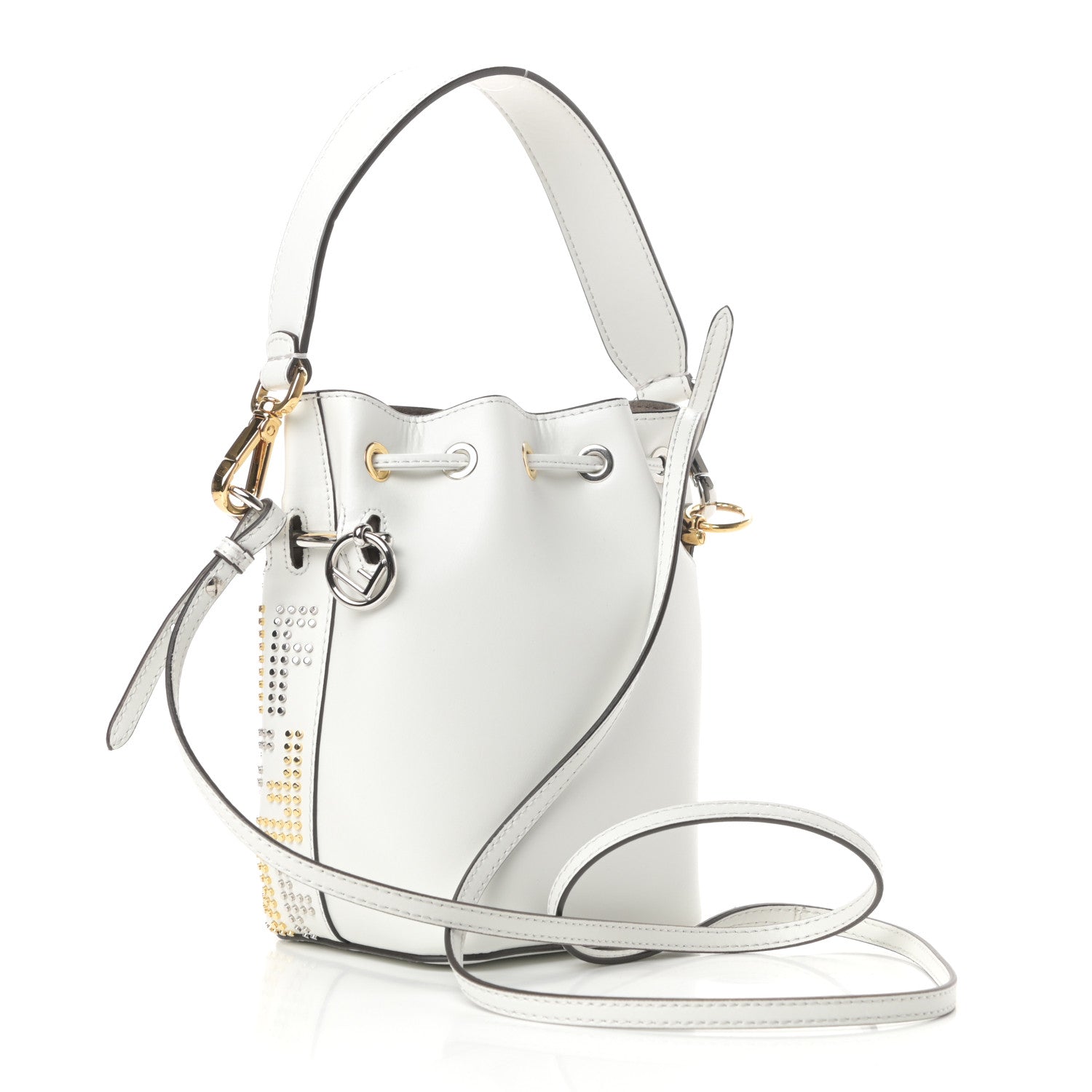 Fendi Vitello Liberty F is Fendi FF Studded Mini Mon Tresor Bucket Bag White 3 of 11