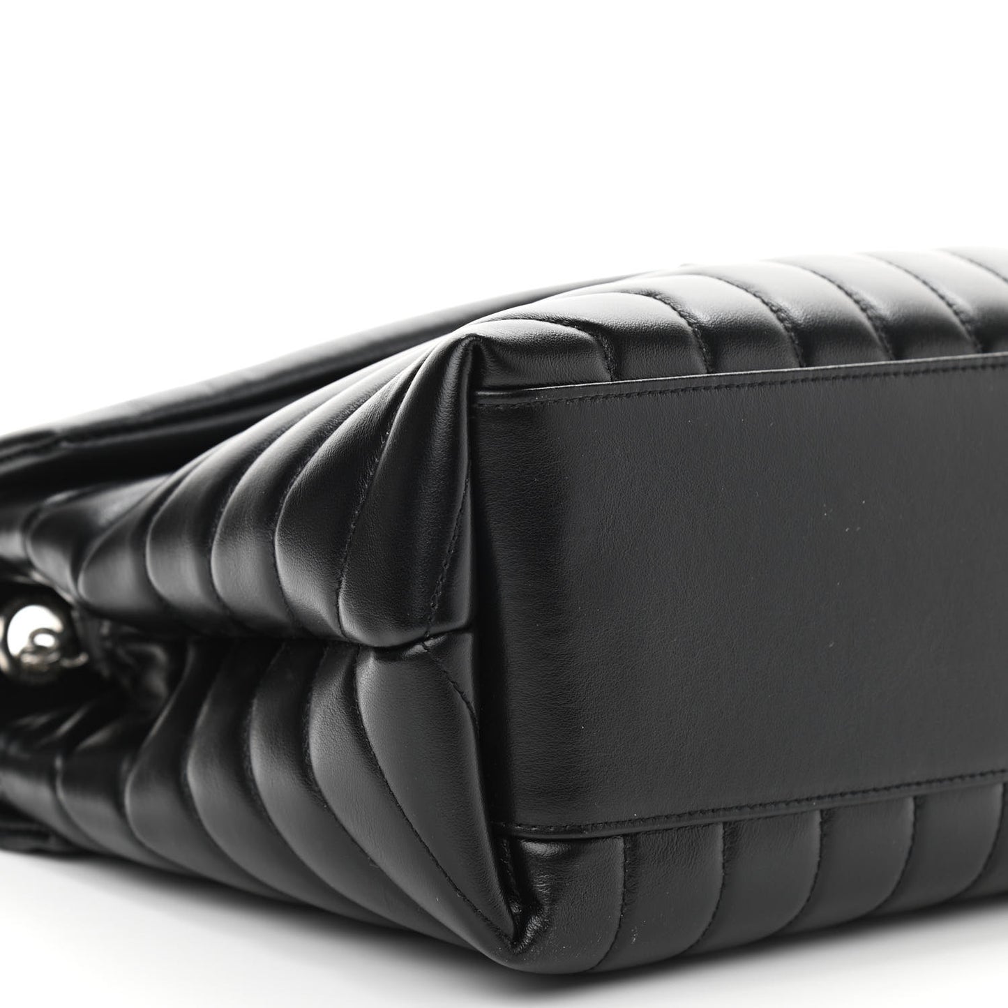 Calfskin Y Quilted Monogram Medium Loulou Chain Satchel Black