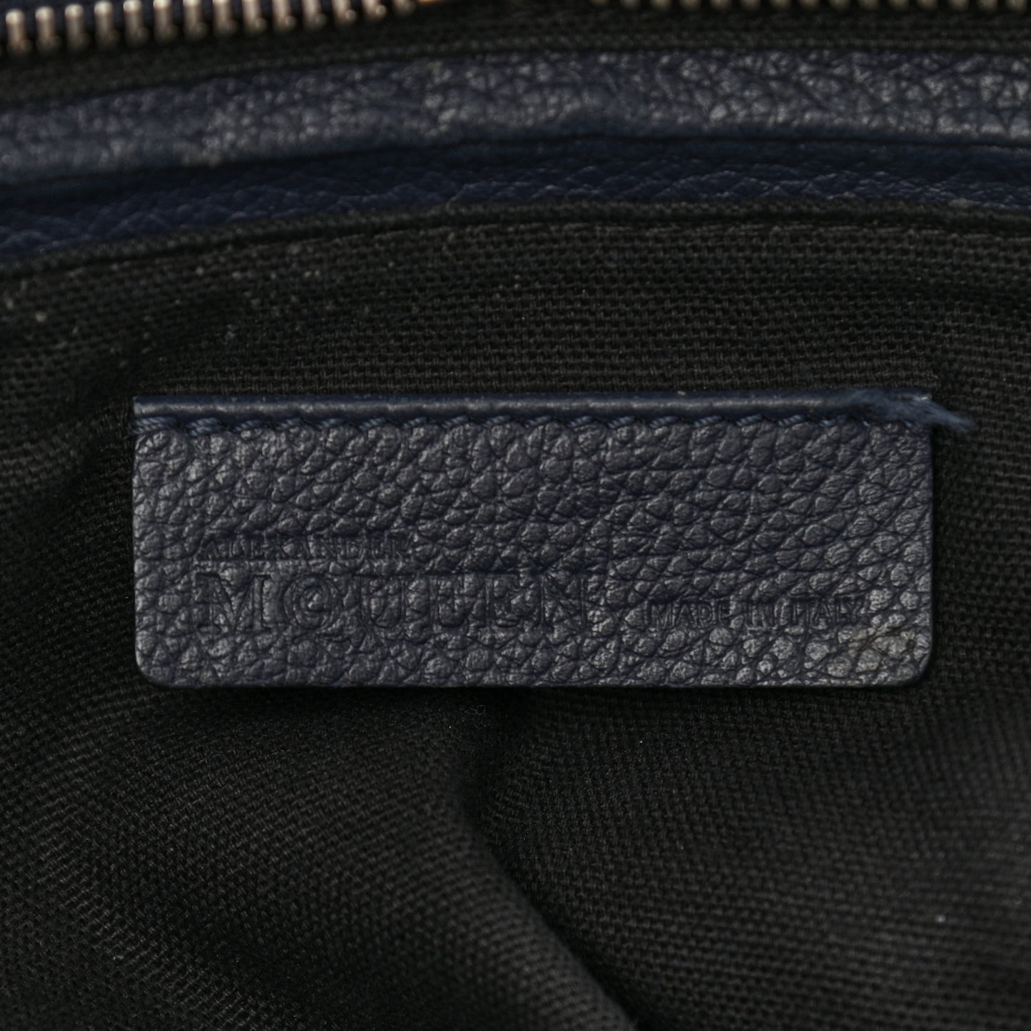 Pebbled Calfskin Large Skull Padlock Zip Around Tote Navy