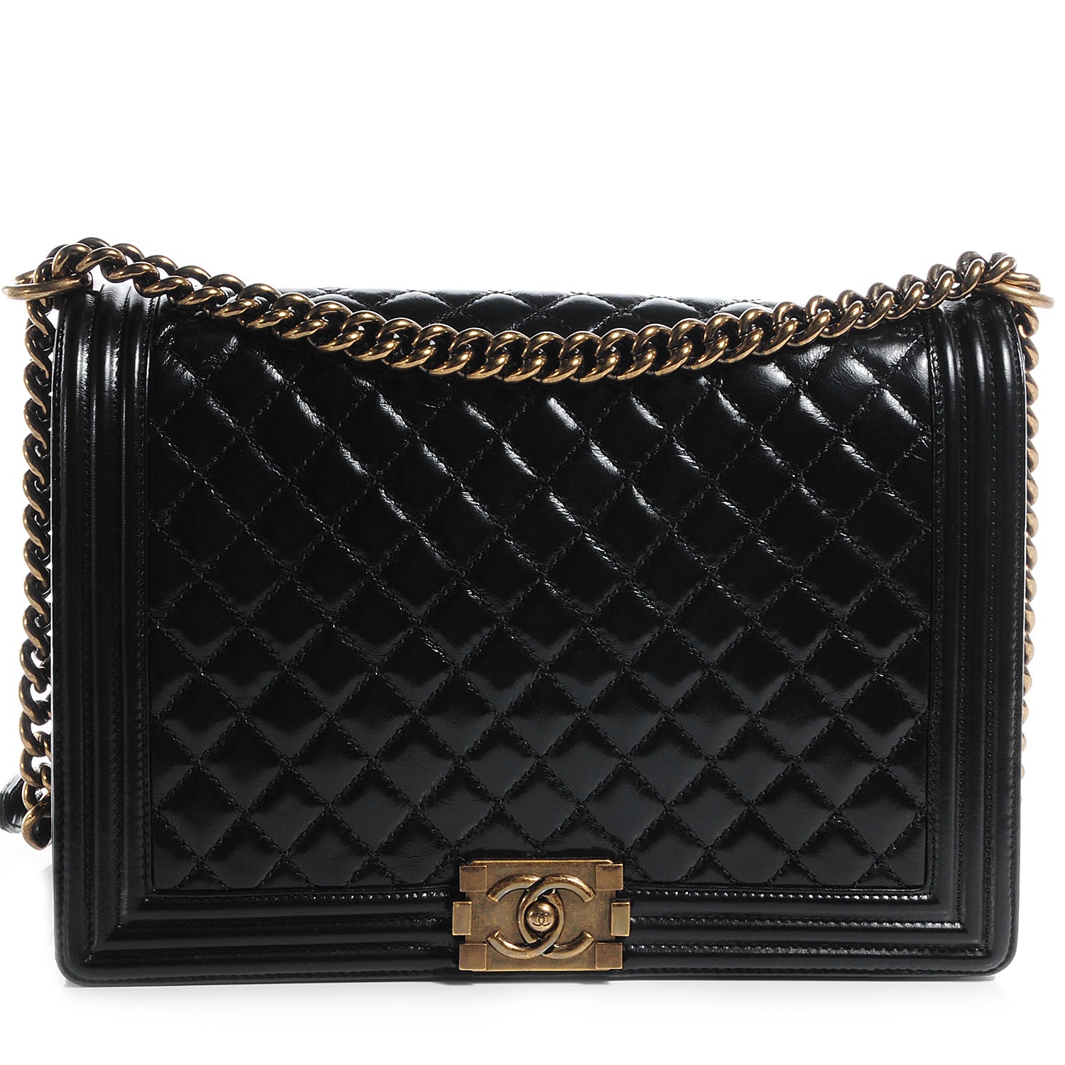 Chanel Glazed Calfskin Large Boy Flap Black 1 of 9