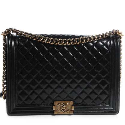 Chanel Glazed Calfskin Large Boy Flap Black 1 of 9