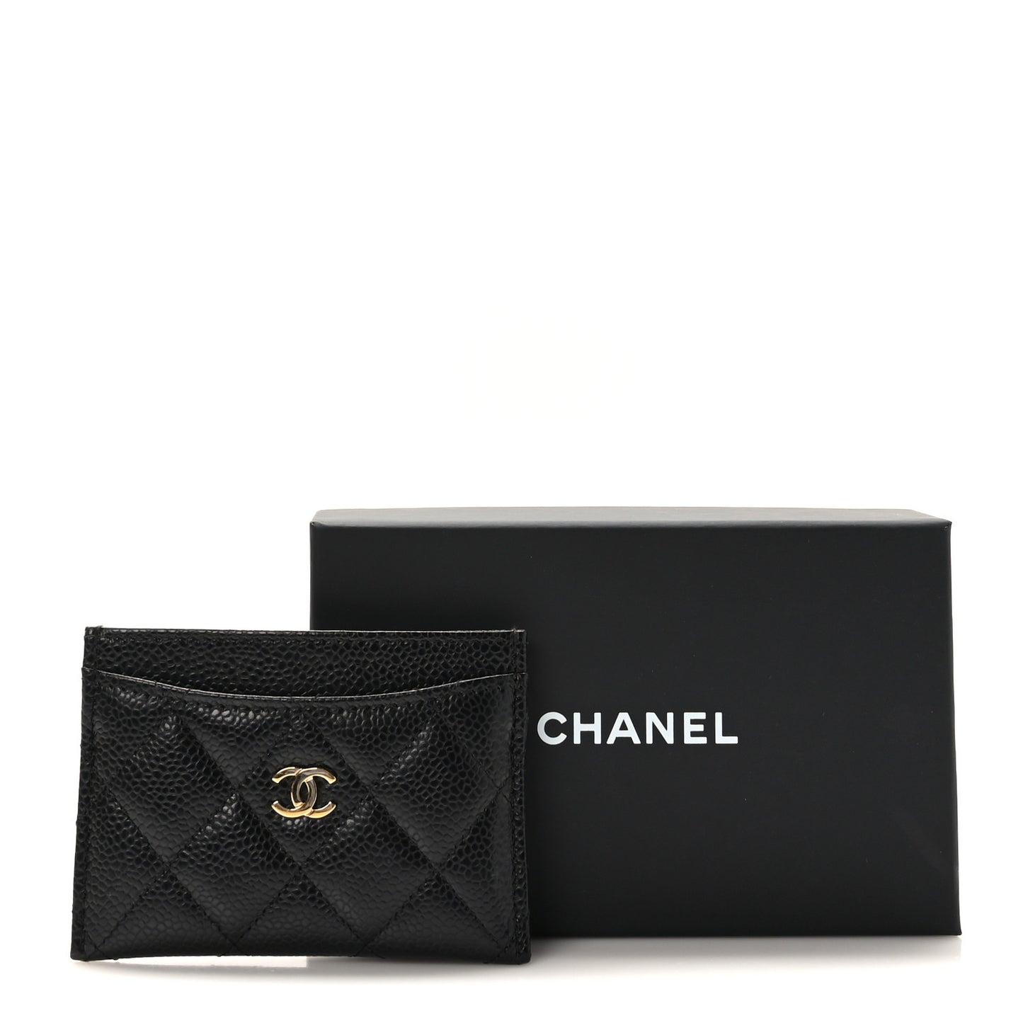 Caviar Quilted Card Holder Black