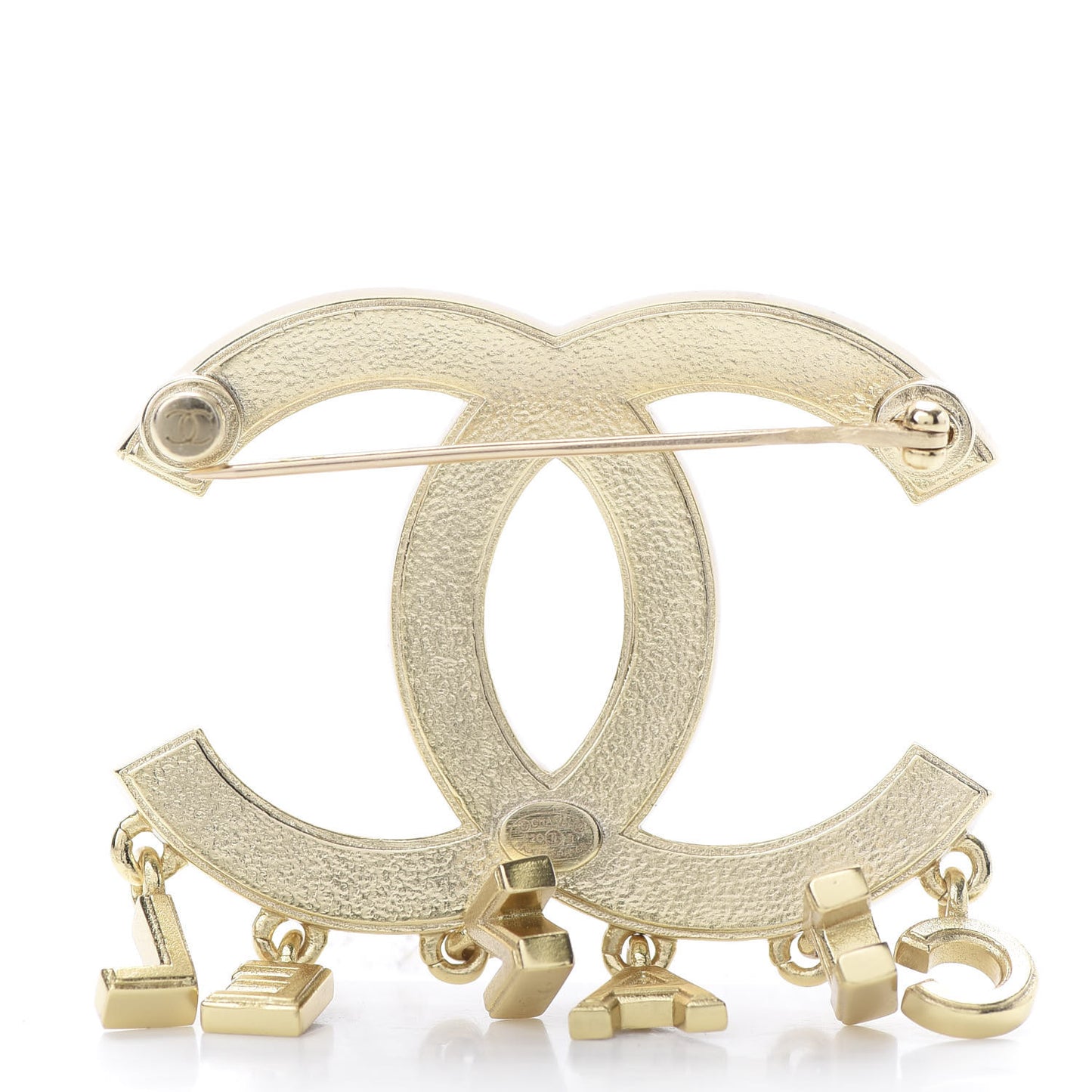 Crystal Pearl Signature Drop Brooch Gold