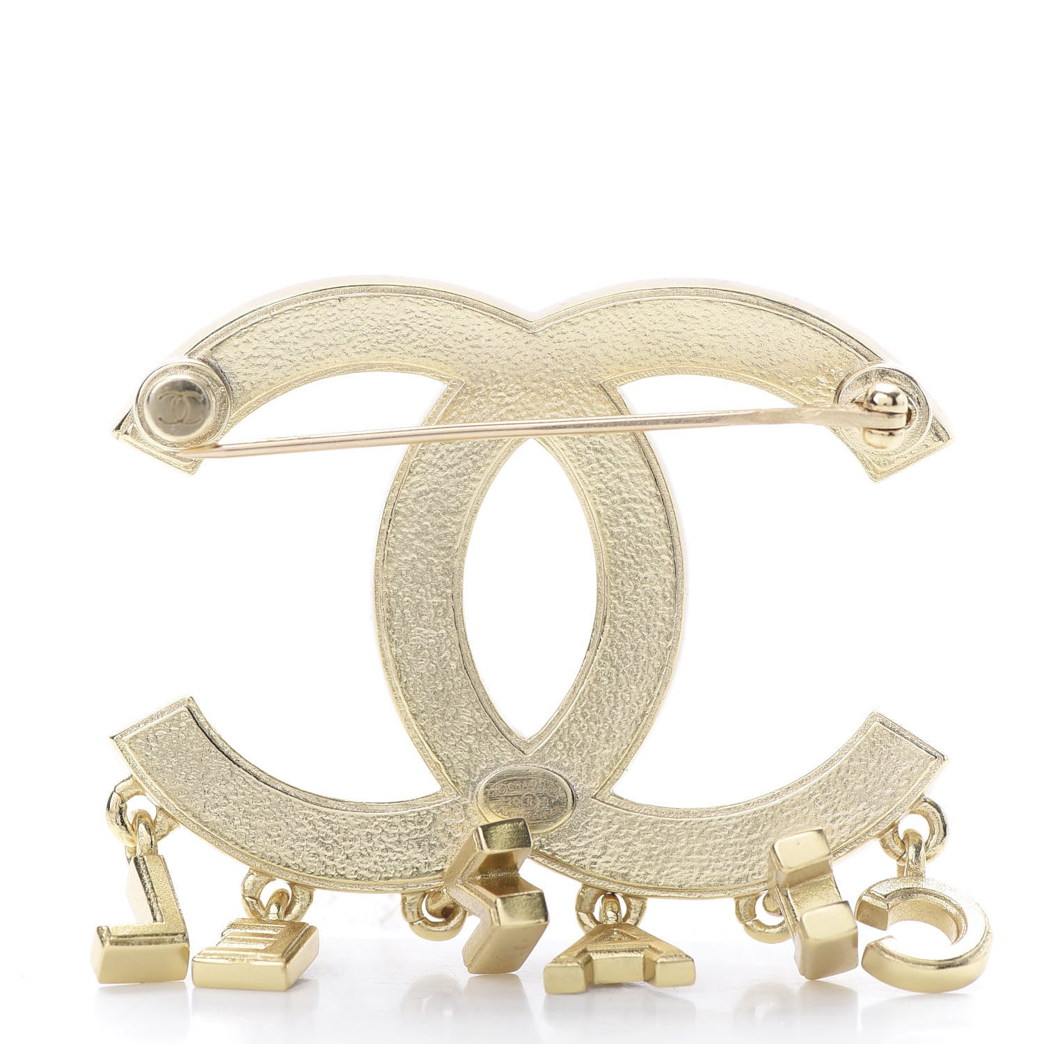 Chanel Crystal Pearl Signature Drop Brooch Gold 3 of 4