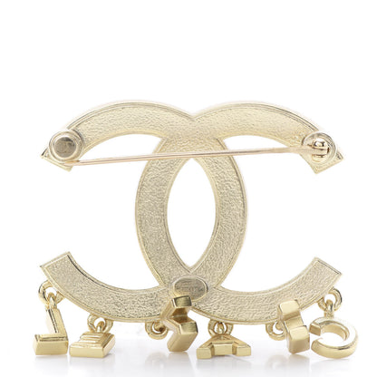 Chanel Crystal Pearl Signature Drop Brooch Gold 3 of 4