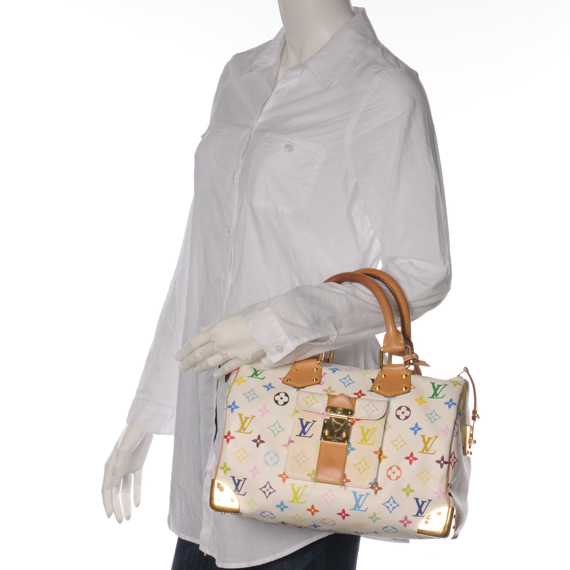 Louis Vuitton Monogram Multicolor Speedy 30 White 2 of 9
