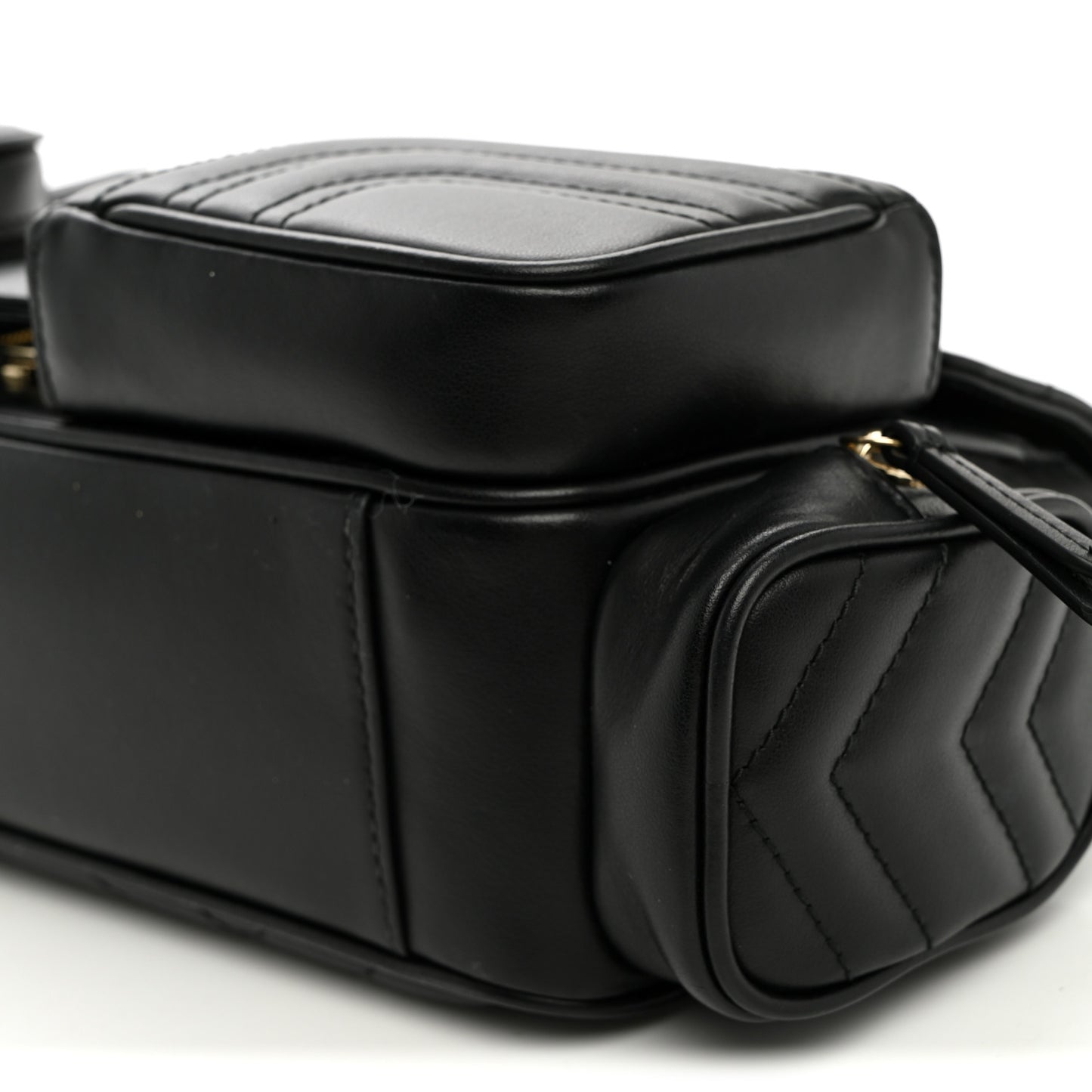 Calfskin Matelasse Small GG Marmont Multi Pocket Shoulder Bag Black