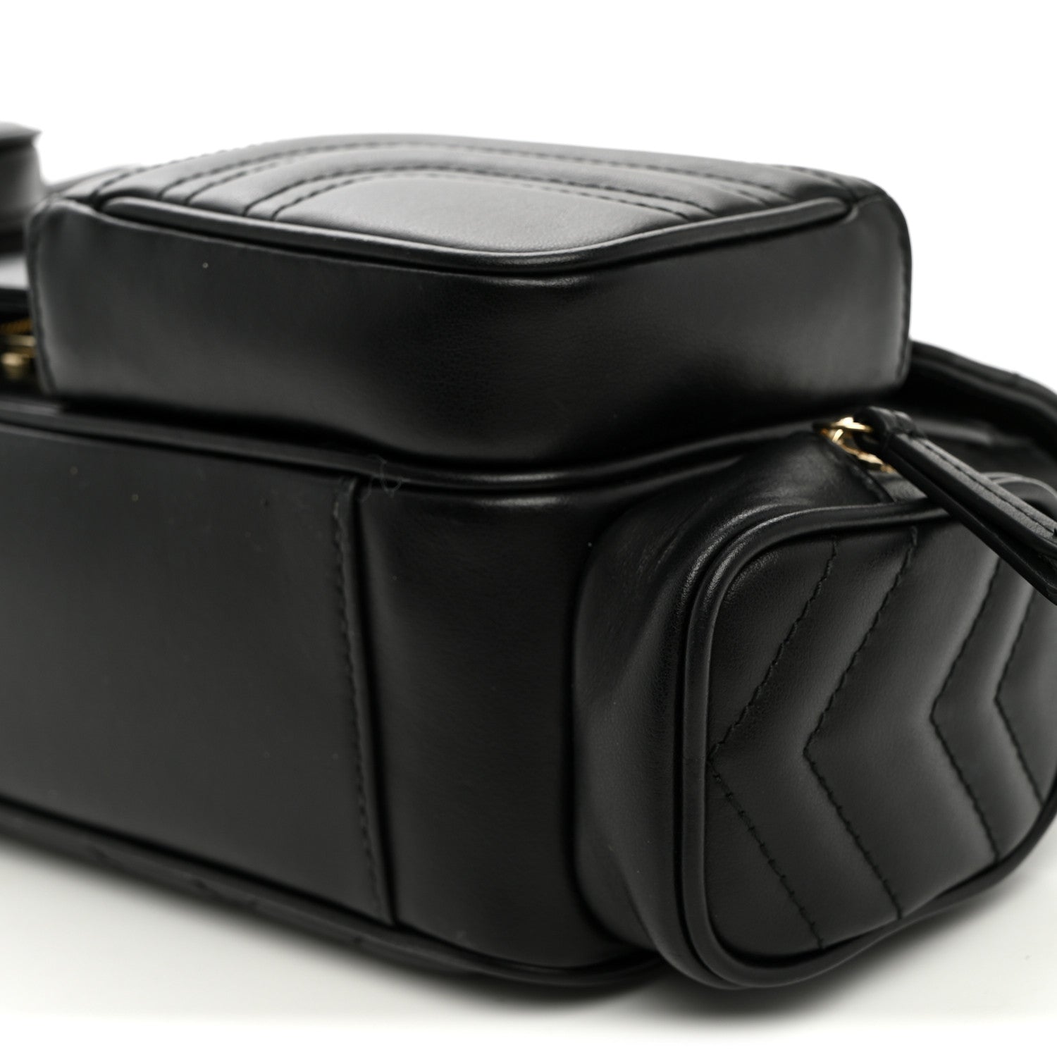 Gucci Calfskin Matelasse Small GG Marmont Multi Pocket Shoulder Bag Black 10 of 10