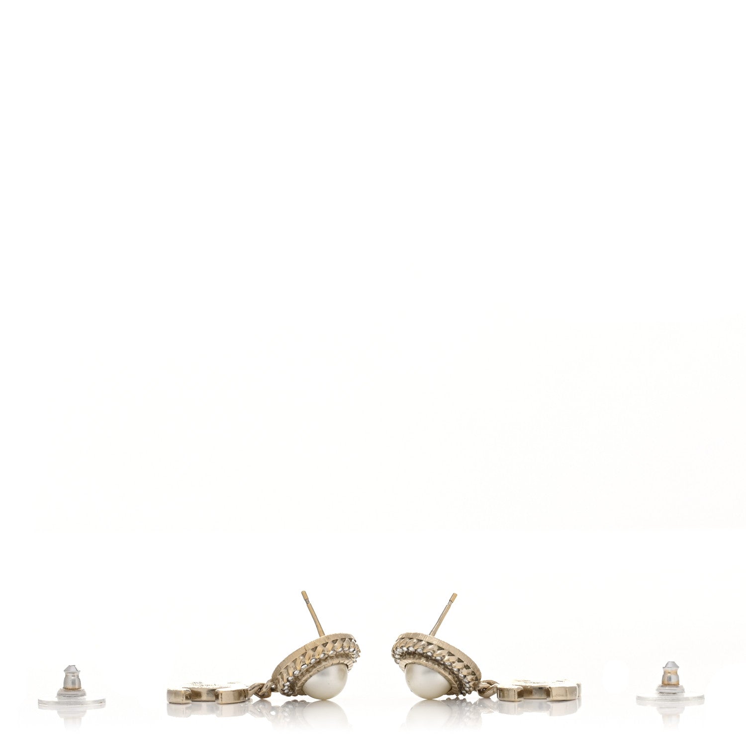 Chanel Crystal Pearl Bow-tiful CC Drop Earrings Gold 3 of 4