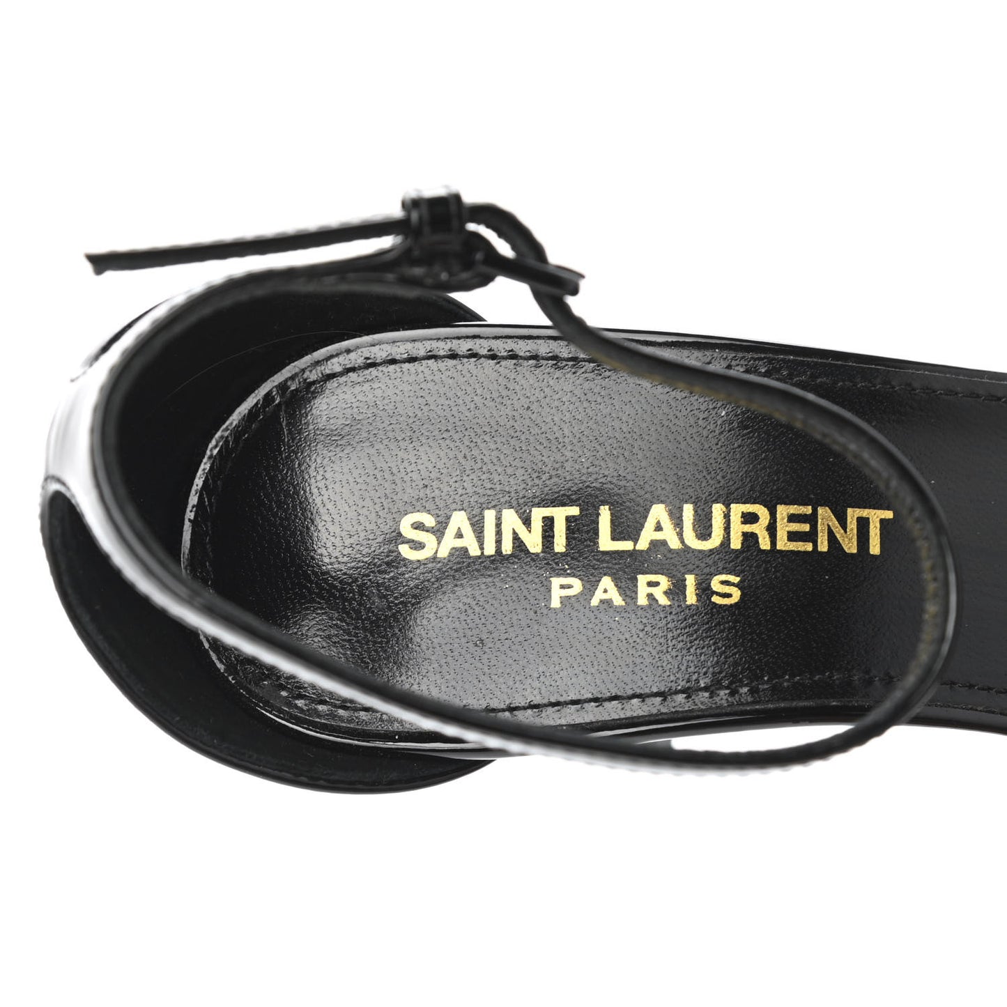 Mink Patent Ankle Strap Sandals 36 Black
