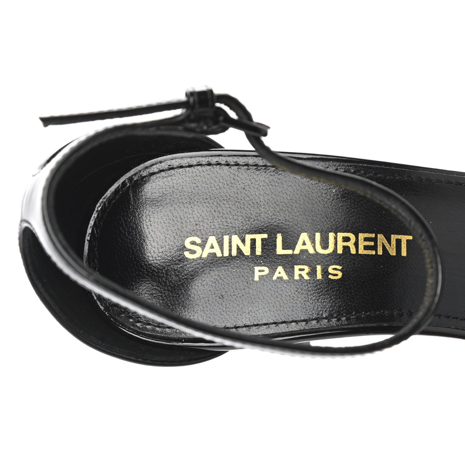 Saint Laurent Mink Patent Ankle Strap Sandals 36 Black 5 of 8