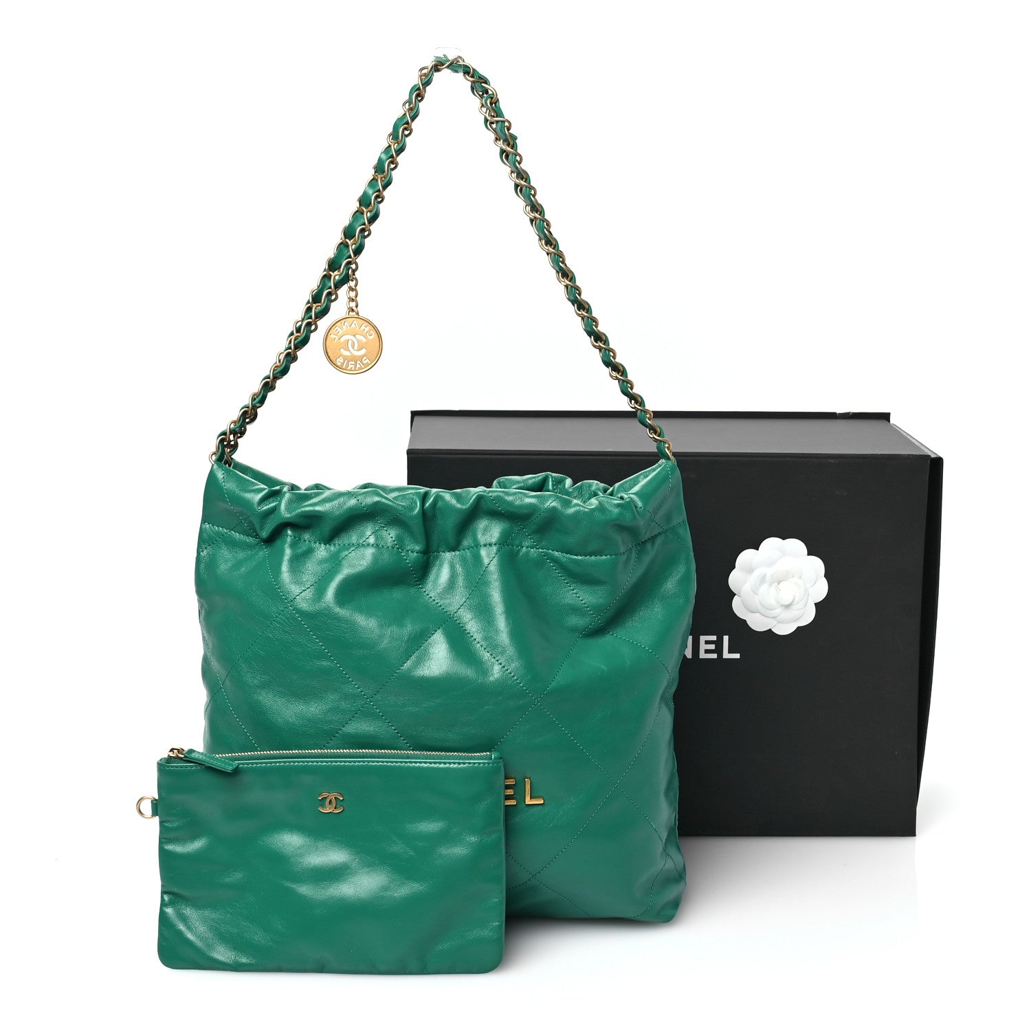Chanel Shiny Calfskin Quilted Small Chanel 22 Green 12 of 13