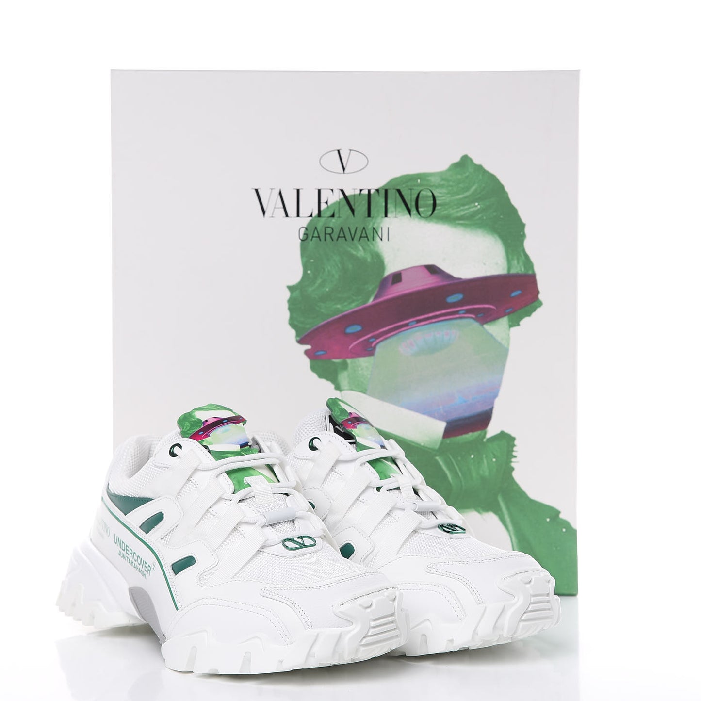 X UNDERCOVER Calfskin Mens Climbers Sneakers 40 White Smeraldo