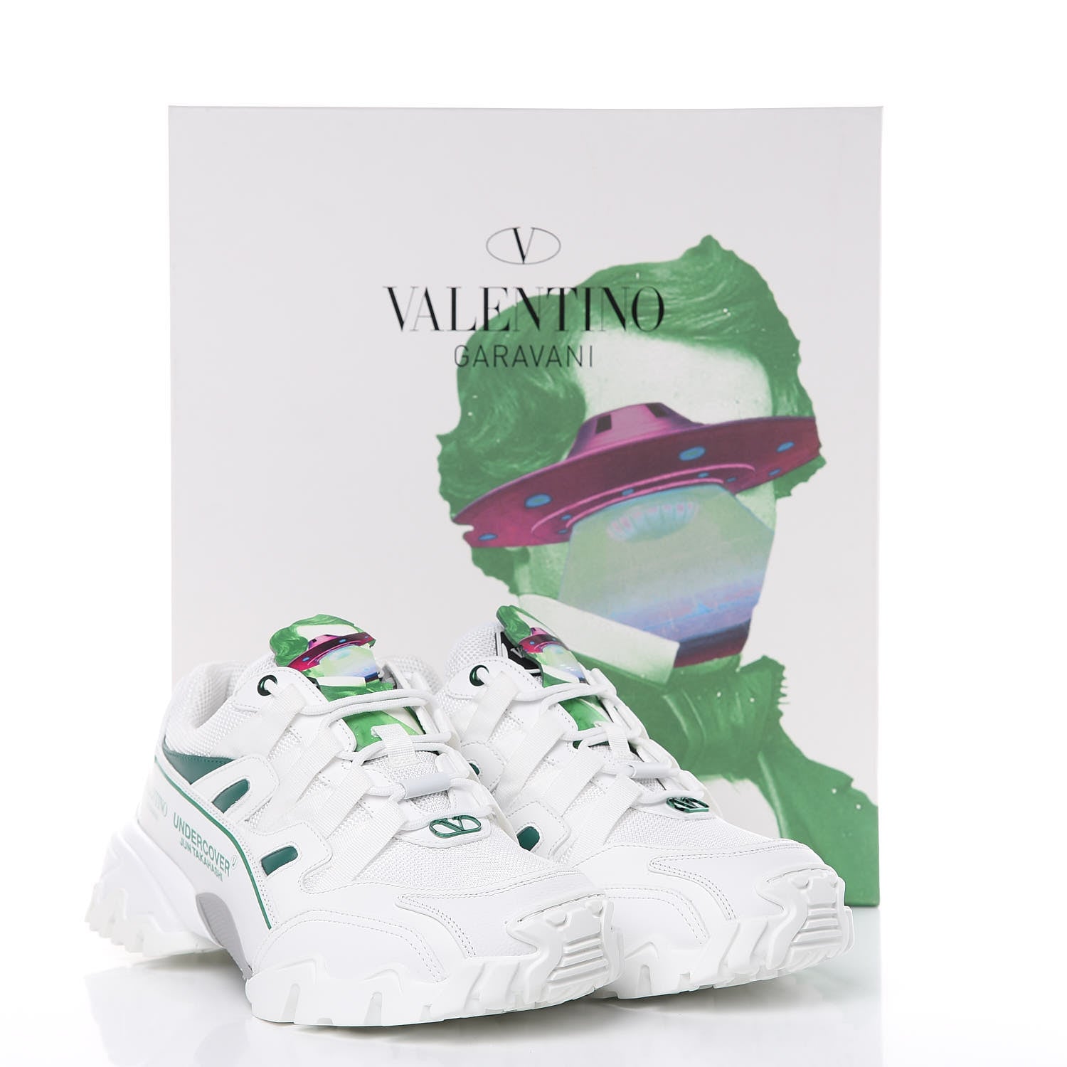Valentino Garavani X UNDERCOVER Calfskin Mens Climbers Sneakers 40 White Smeraldo 9 of 9