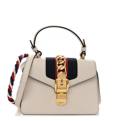 Gucci Calfskin Mini Sylvie Top Handle Bag Off White 1 of 12