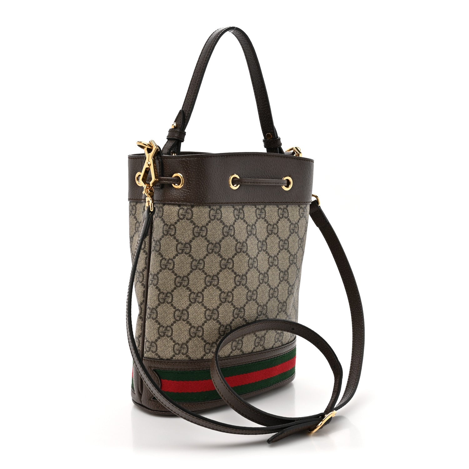 Gucci GG Supreme Monogram Web Small Ophidia Bucket Bag Brown 3 of 12