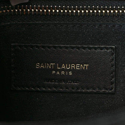 Saint Laurent Calfskin Crocodile Embossed Le 5 A 7 Hobo Black 6 of 10