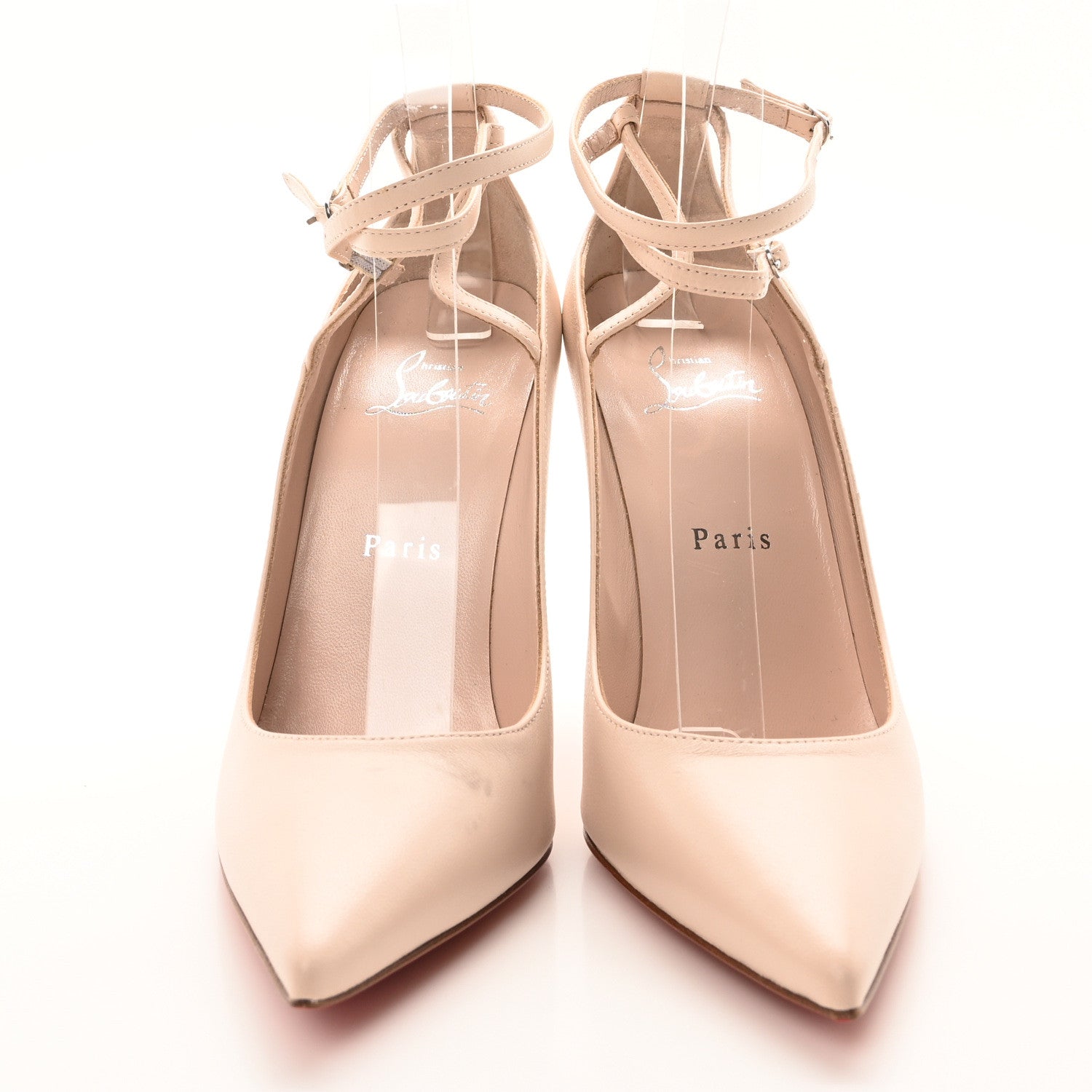 Christian Louboutin Nappa Conclusive 100 Ankle Strap Pumps 38 Leche 3 of 10