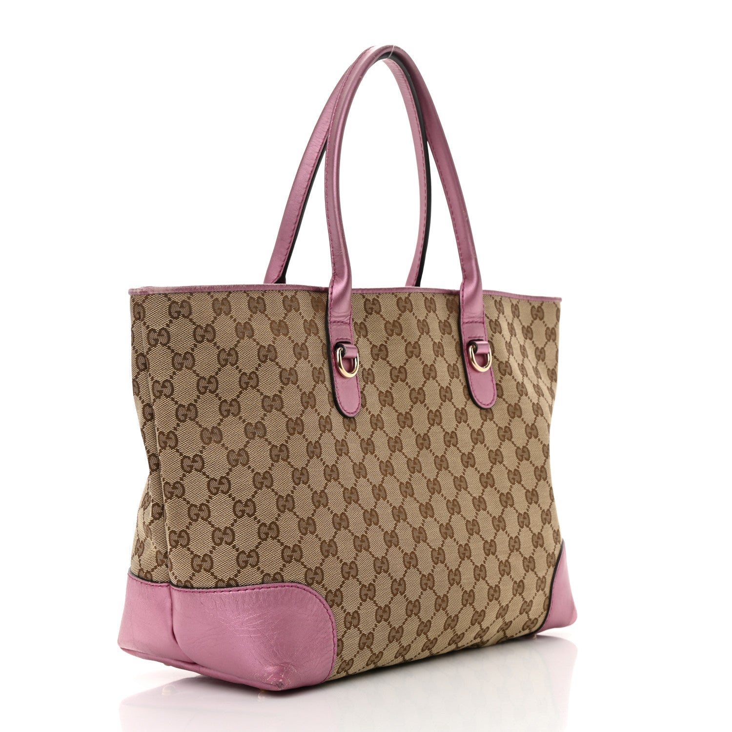 Gucci Monogram Large Heart Bit Charm Top Handle Tote Pink 3 of 23