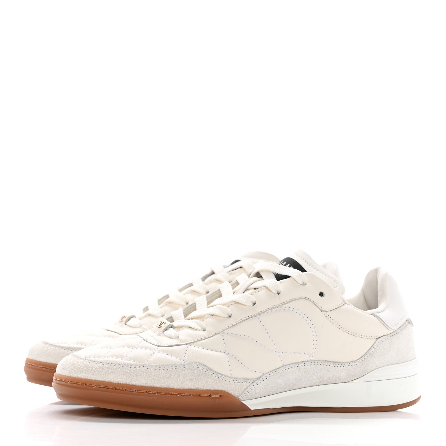 Chanel Suede Calfskin Quilted Sneakers 38 White 3 of 11