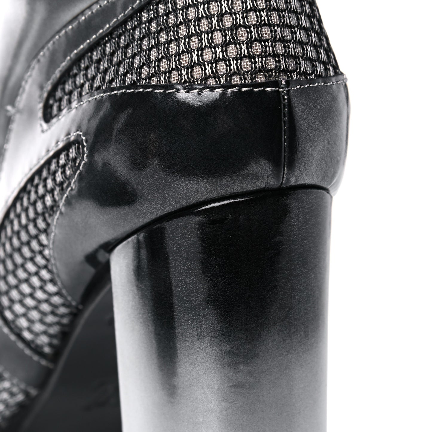 Metallic Calfskin Technical Fabric Digital Gate Ankle Boots 38 Silver