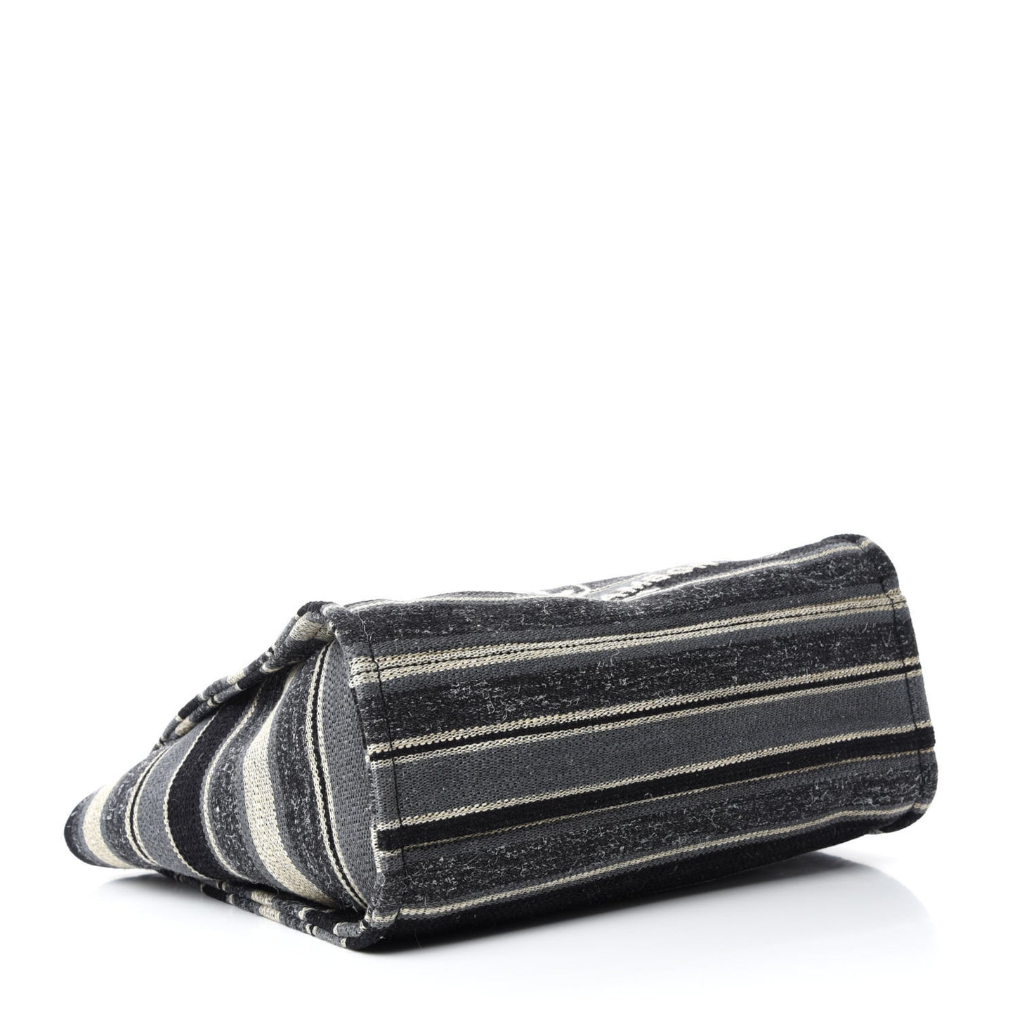Striped Canvas Small Deauville Tote Dark Grey