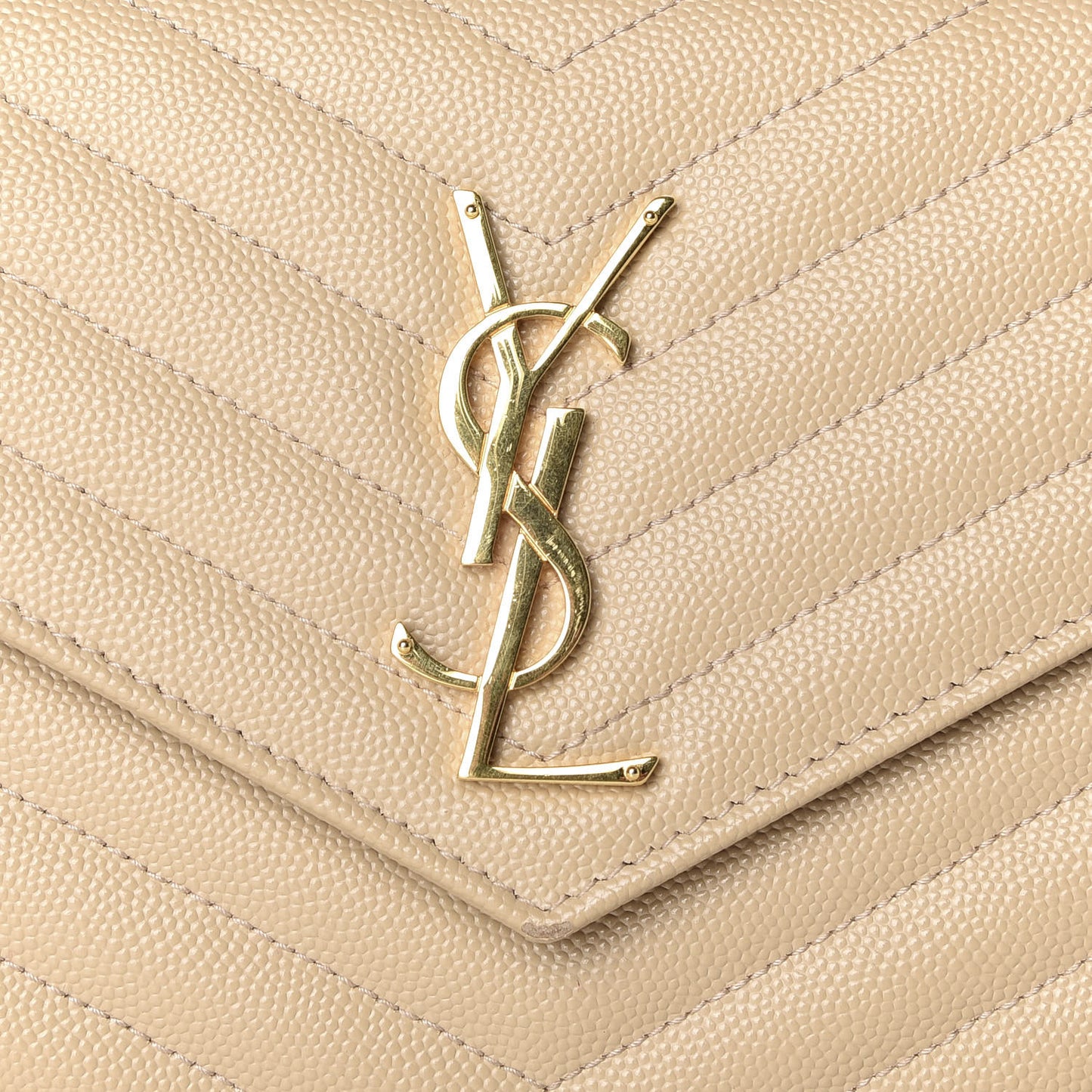 Grain De Poudre Matelasse Chevron Monogram Chain Wallet Nude Powder