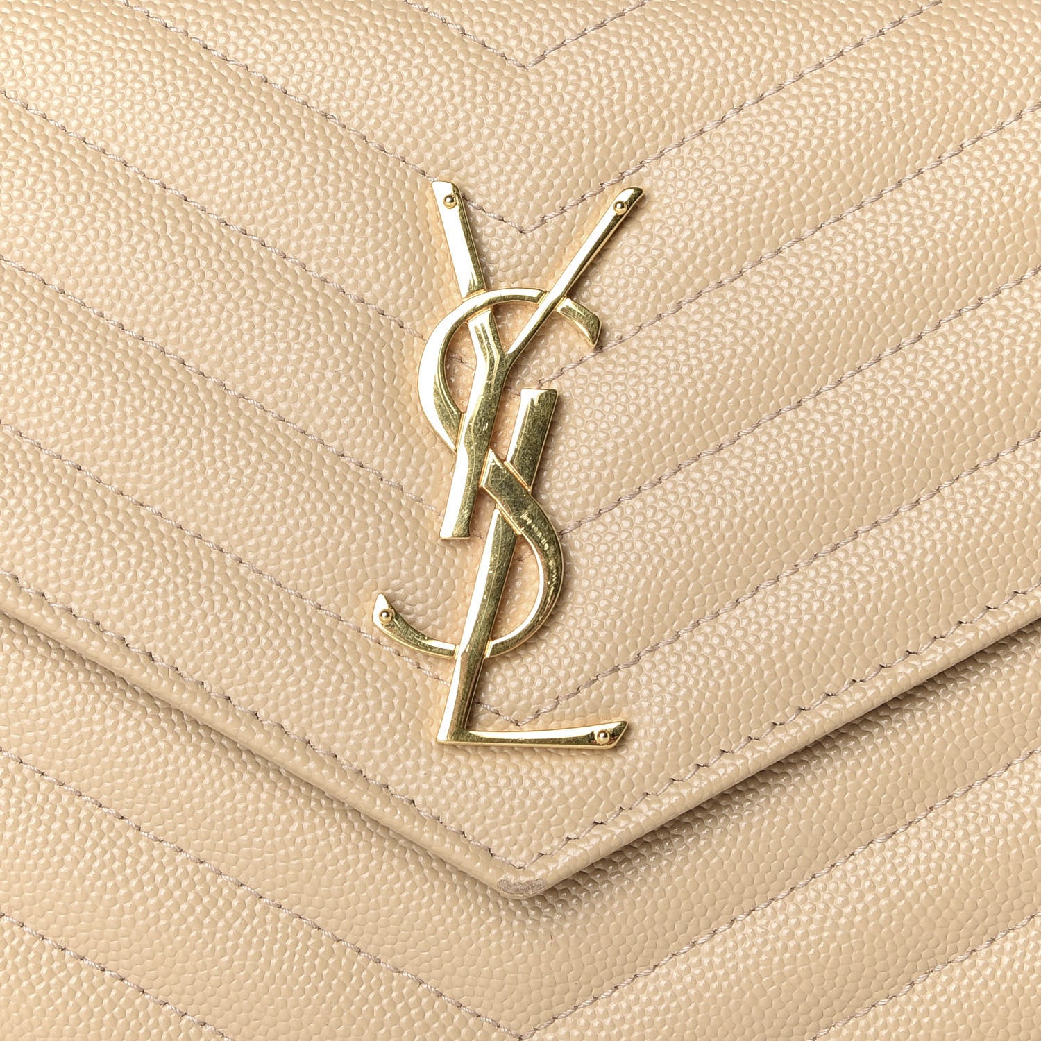 Saint Laurent Grain De Poudre Matelasse Chevron Monogram Chain Wallet Nude Powder 9 of 9