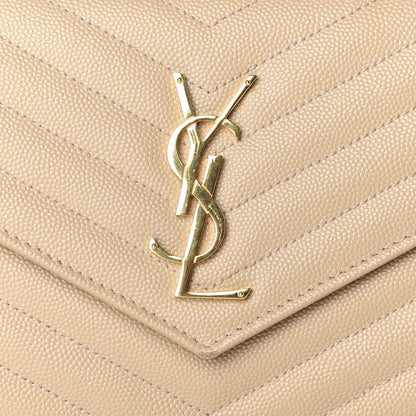 Saint Laurent Grain De Poudre Matelasse Chevron Monogram Chain Wallet Nude Powder 9 of 9