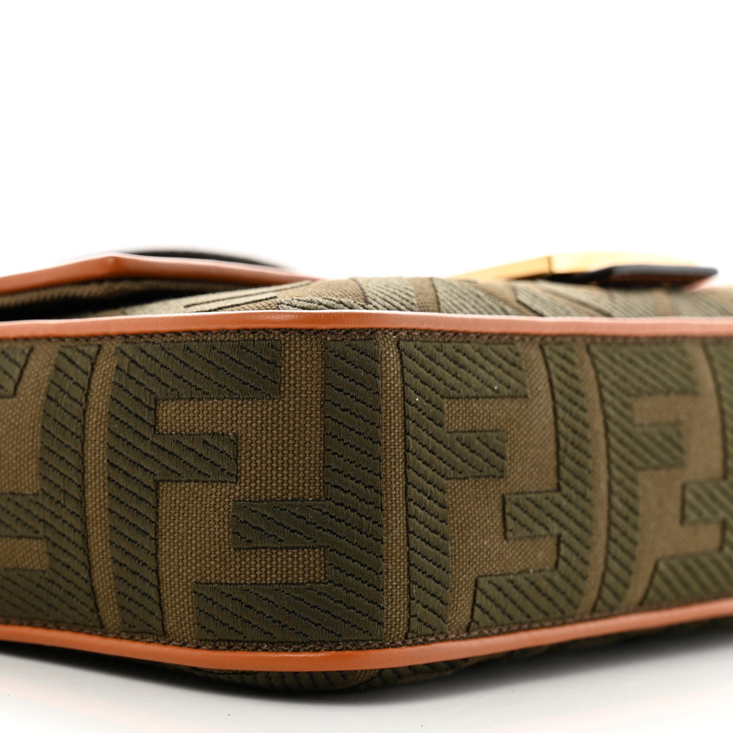 Fendi Canvas Vitello King FF Embroidered Baguette Amazzonia Cuoio 9 of 12