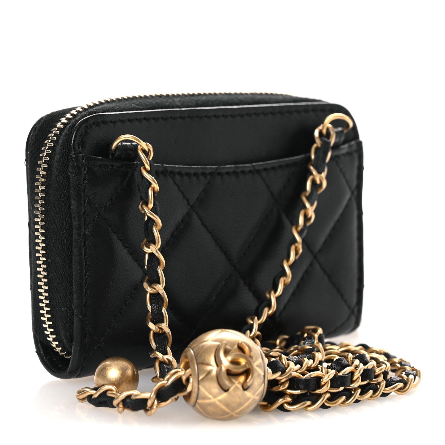 正規◇CHANEL◇ショルダー Chanel Lambskin Quilted CC Pearl Crush Zip Card Holder On Chain
