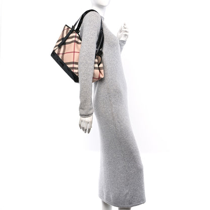 Burberry Patent Nova Check Small Tote Black 2 of 13