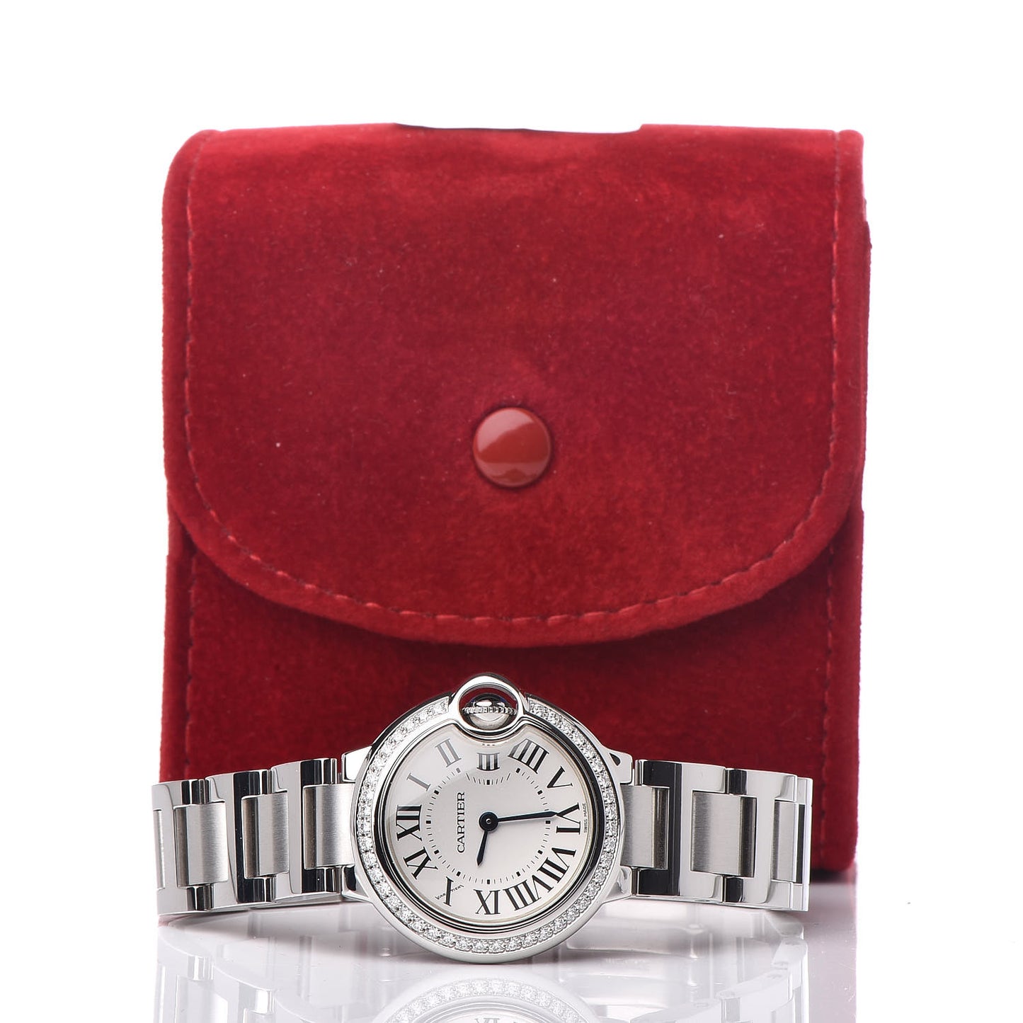 Stainless Steel Diamond Bezel 28mm Ballon Bleu De Quartz Watch