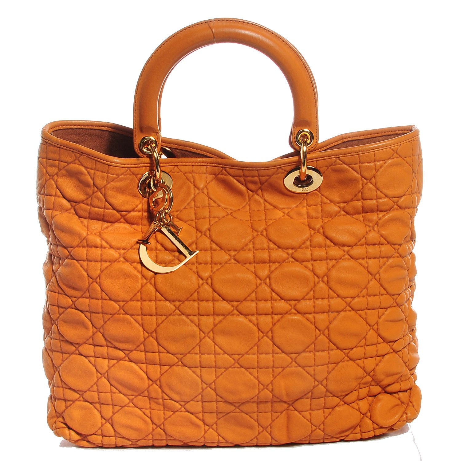 Christian Dior Lambskin Cannage Soft Lady Dior Tote Orange 1 of 8