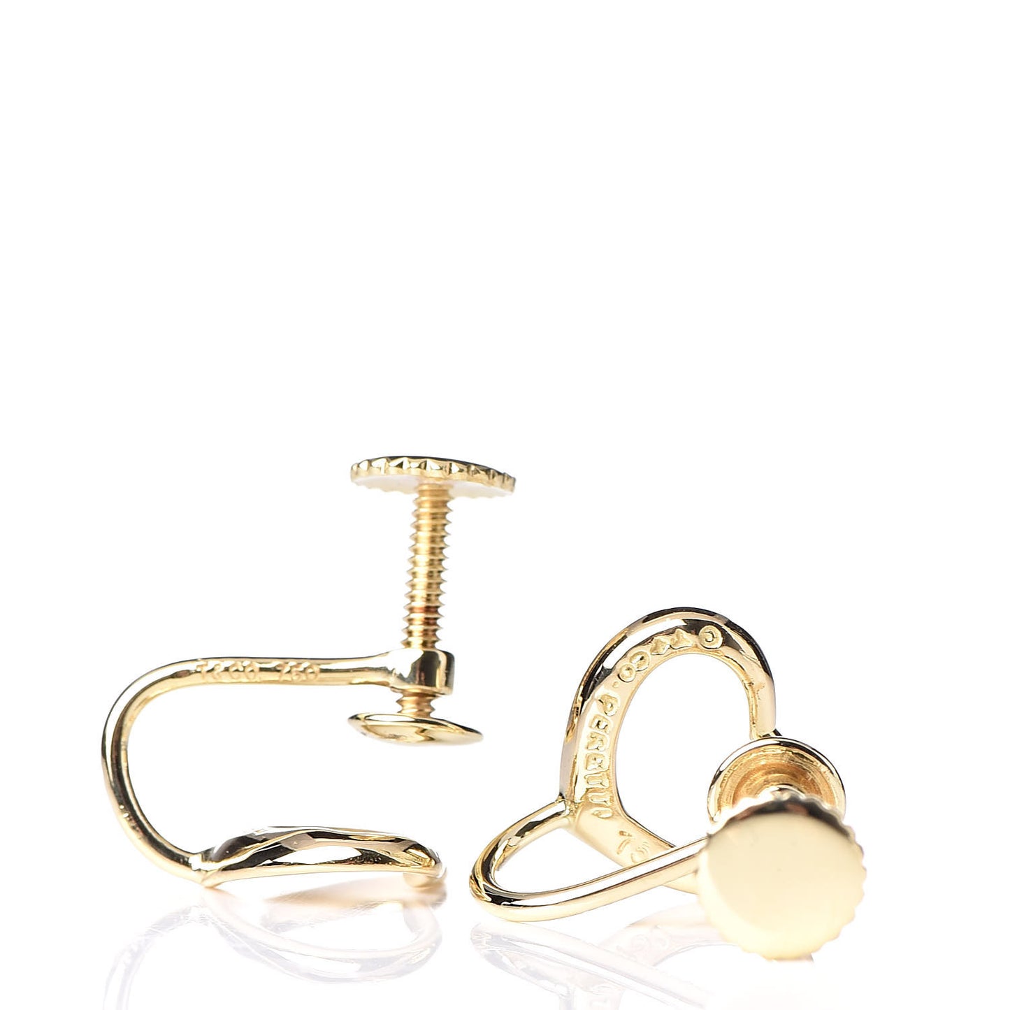 18K Yellow Gold Open Heart Screw Back Earrings