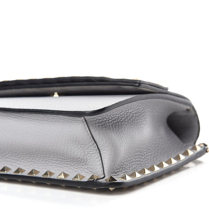 Valentino Garavani Pebbled Calfskin Rockstud Side Slip Crossbody Pastel Grey 7 of 9
