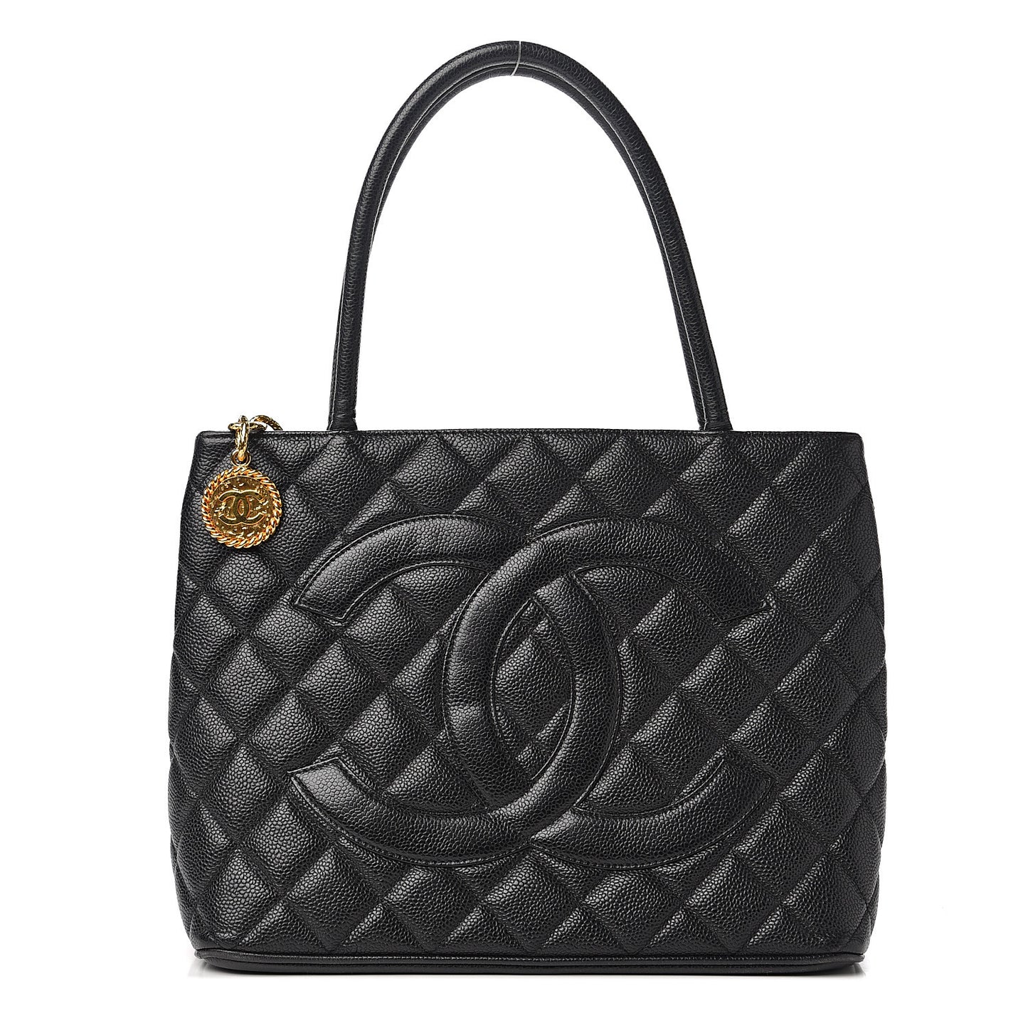 Caviar Quilted Medallion Tote Black