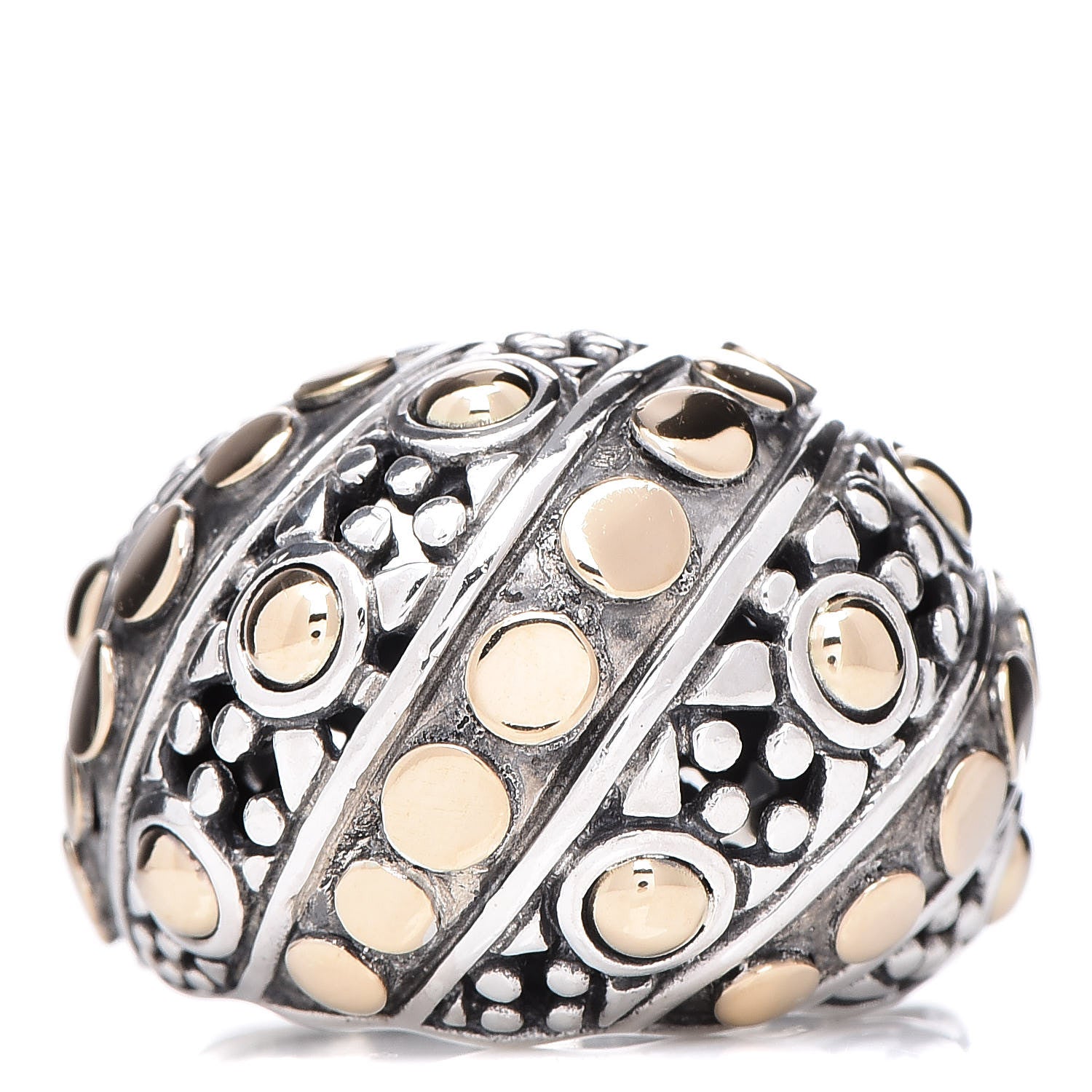 John Hardy Sterling Silver 18K Yellow Gold Jaisalmer Dot Ring 53 6.5 1 of 7