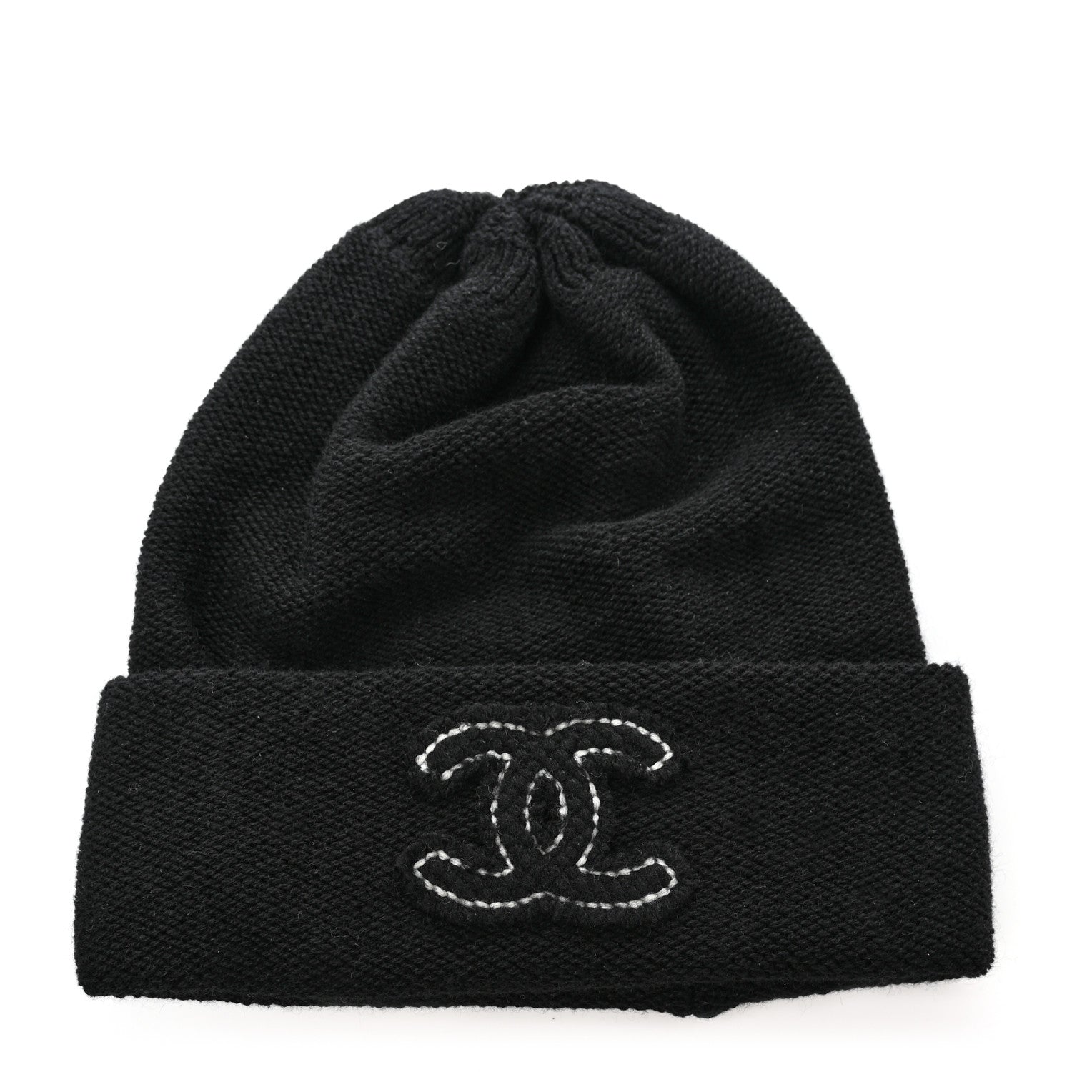 Chanel Cashmere CC Beanie Hat Black 1 of 6