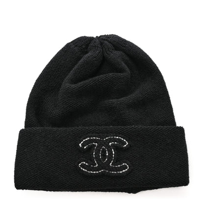 Chanel Cashmere CC Beanie Hat Black 1 of 6