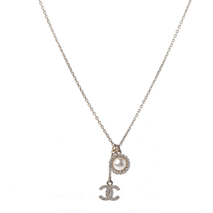 Chanel Pearl Crystal CC Necklace Gold 1 of 5