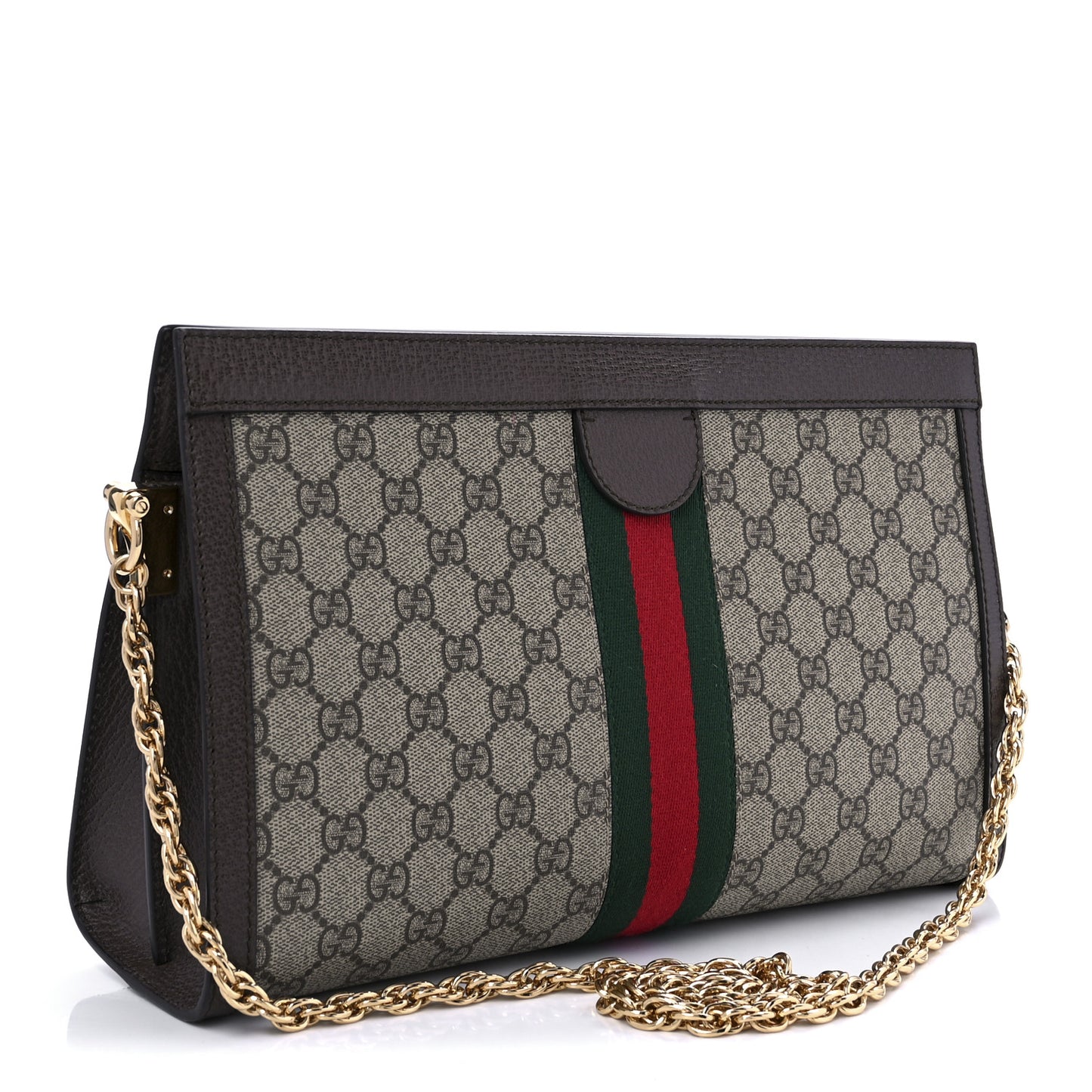 GG Supreme Monogram Web Medium Ophidia Chain Shoulder Bag Brown
