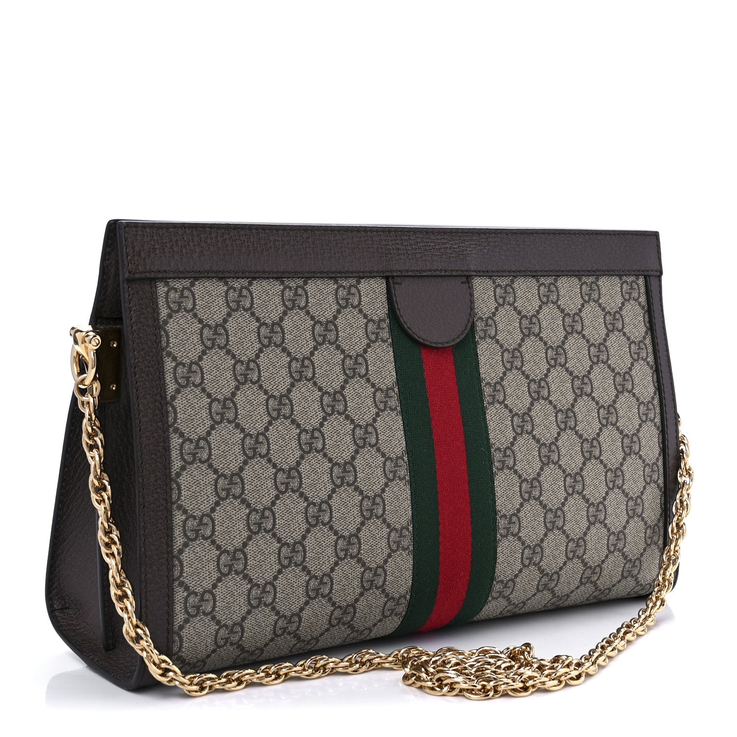 Gucci GG Supreme Monogram Web Medium Ophidia Chain Shoulder Bag Brown 3 of 10