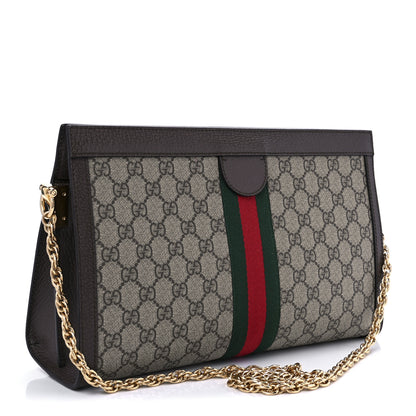 Gucci GG Supreme Monogram Web Medium Ophidia Chain Shoulder Bag Brown 3 of 10