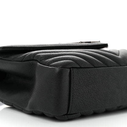 Saint Laurent Sheepskin Matelasse Chevron Monogram Medium College Bag Black 9 of 10