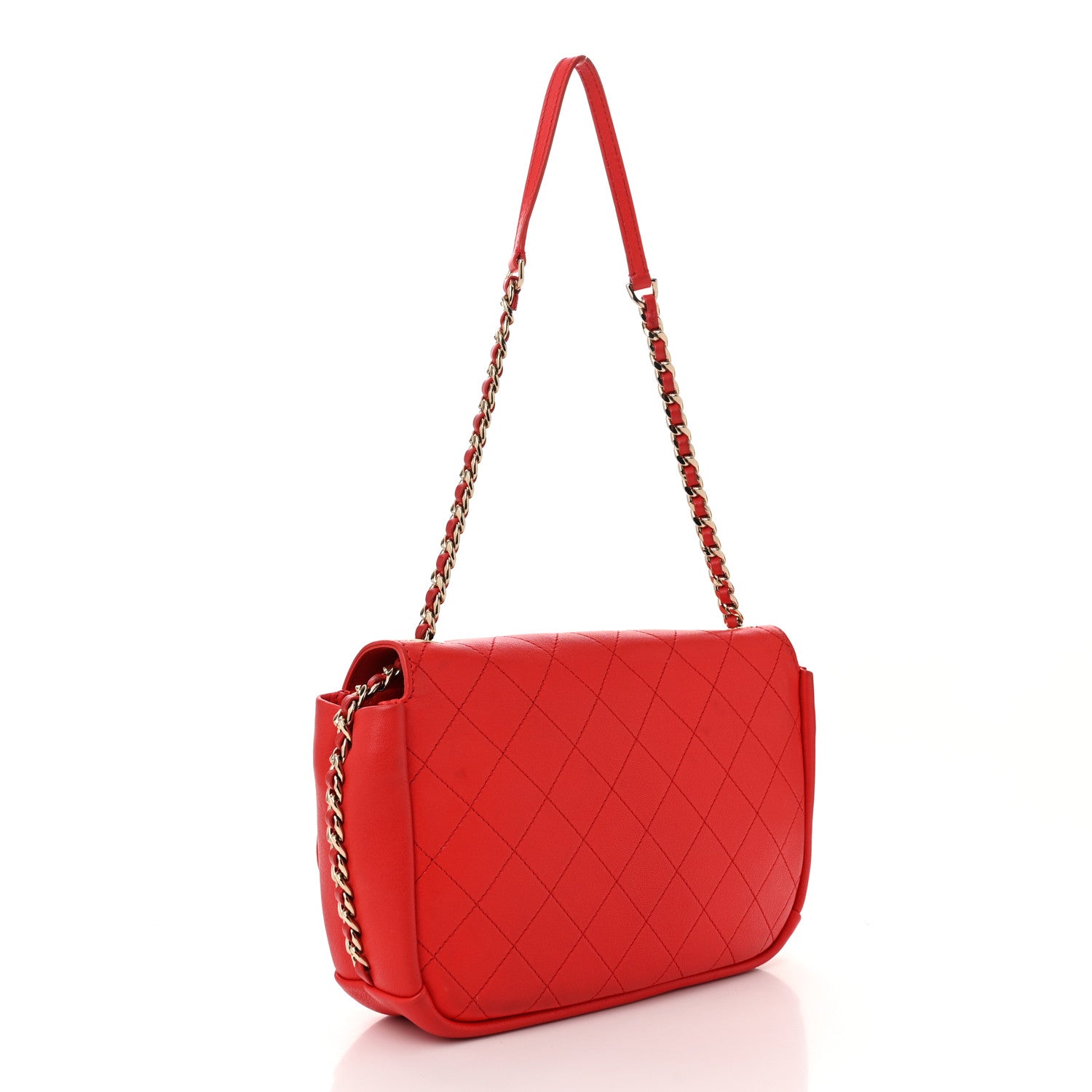 Chanel Goatskin Stitched Casual Trip Single Flap Red 3 of 12