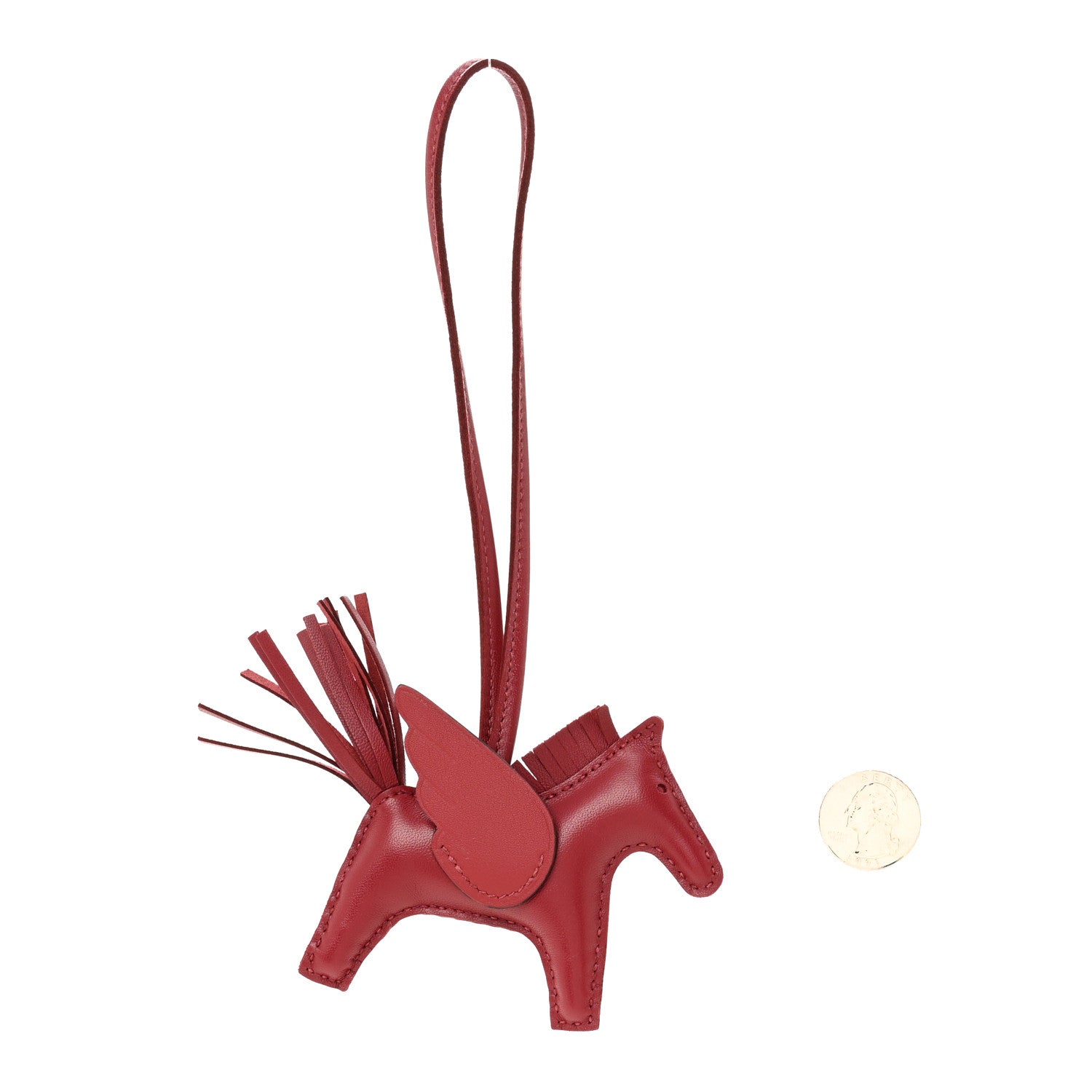 Hermes Milo Lambskin Grigri Rodeo Pegase Horse Bag Charm PM Rouge Grenat 2 of 5