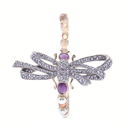 Chanel Crystal Pearl CC Dragonfly Bracelet Gold 1 of 7