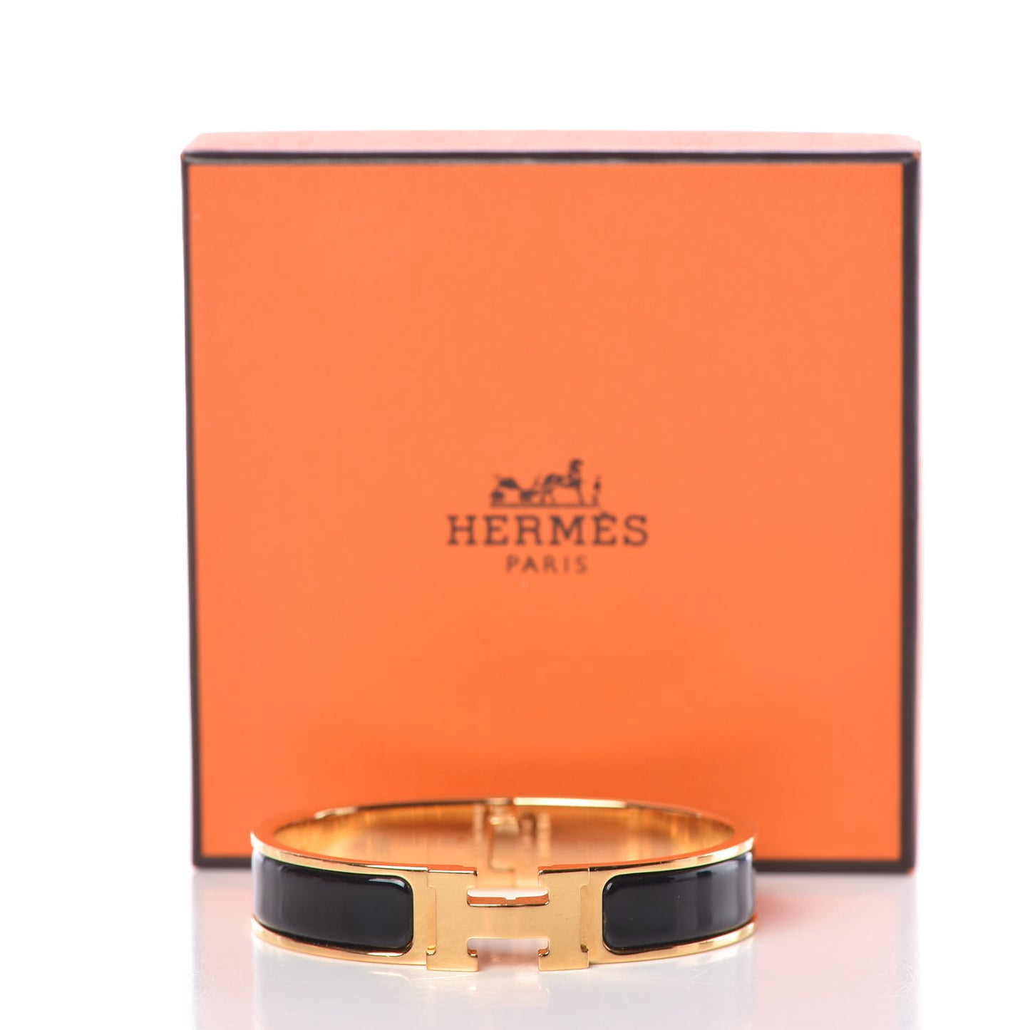 Enamel Narrow Clic Clac H Bracelet PM Black